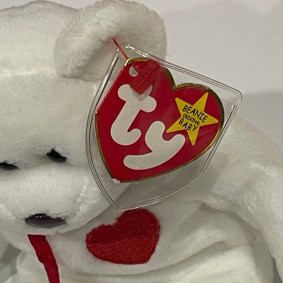 Ty Beanie Babies Valentino the Teddy Bear 1994 - White With Tag - Picture 3 of 6
